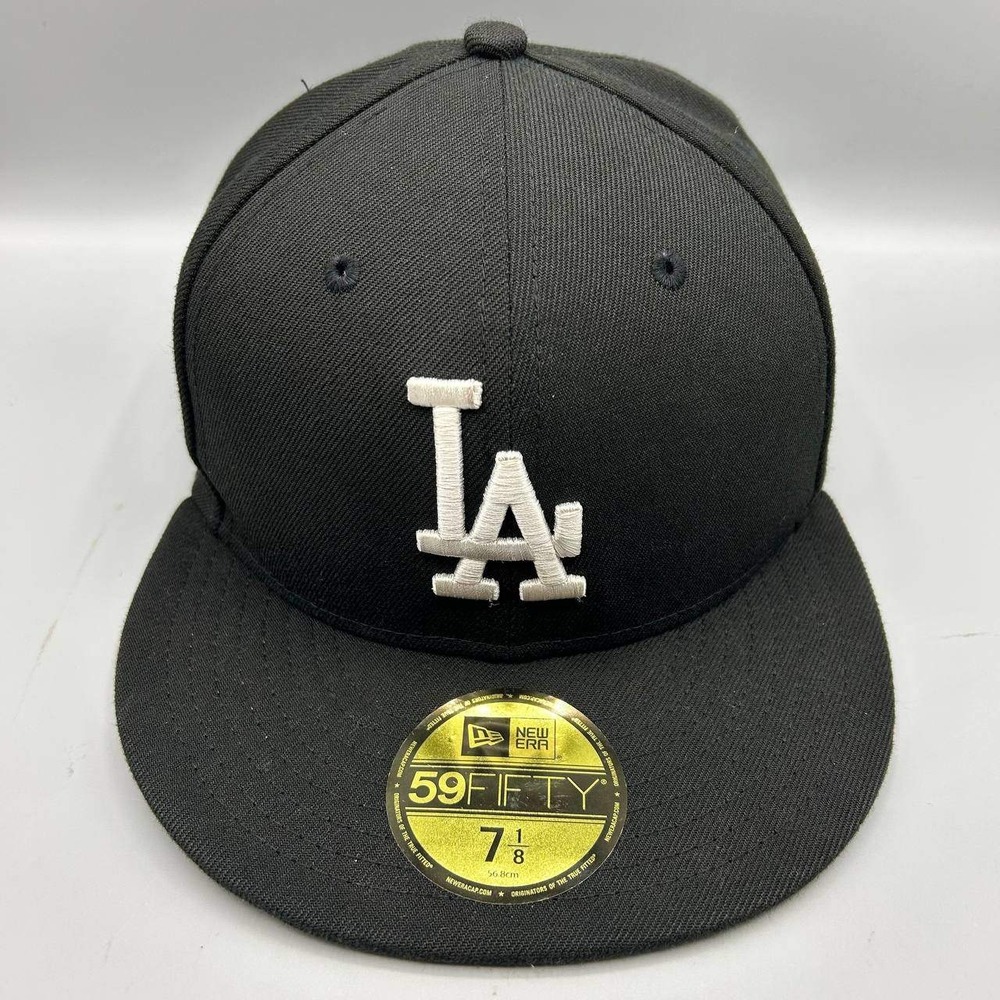 Los‎ Angeles LA Dodgers Hat Men 7 1/8 Black MLB 59Fifty New Era Fitted Cap